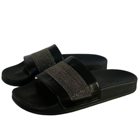 Fabiana Filippi Leather Ball Chain Strap Slides Sandals Black Size EUR 40 NEW